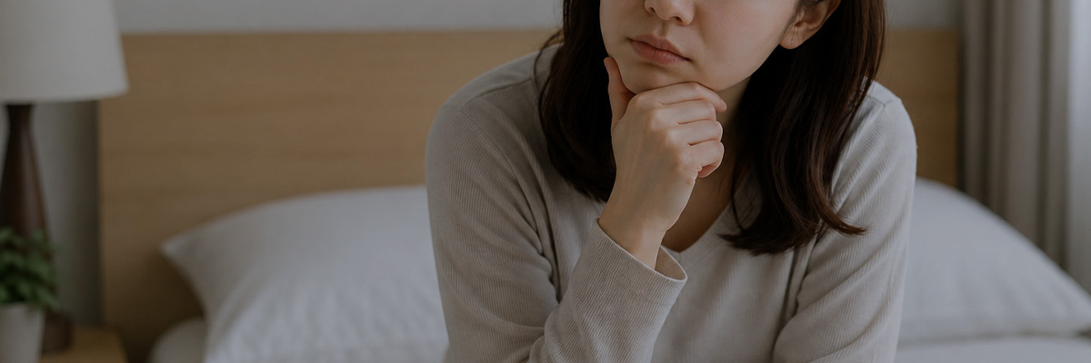 夜中に目が覚めて時計を気にする人のイメージ